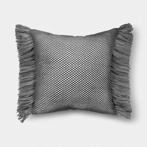 Threshold - 20"x20" Faux Natural Knit Fringed Pillow Gray - Th Gray